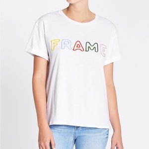 The Frame Rolled Letter Tee in Blanc
